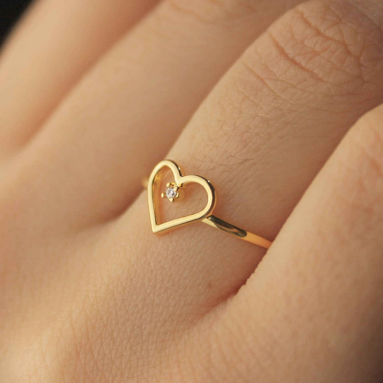 Anel Coração com Zircônia
