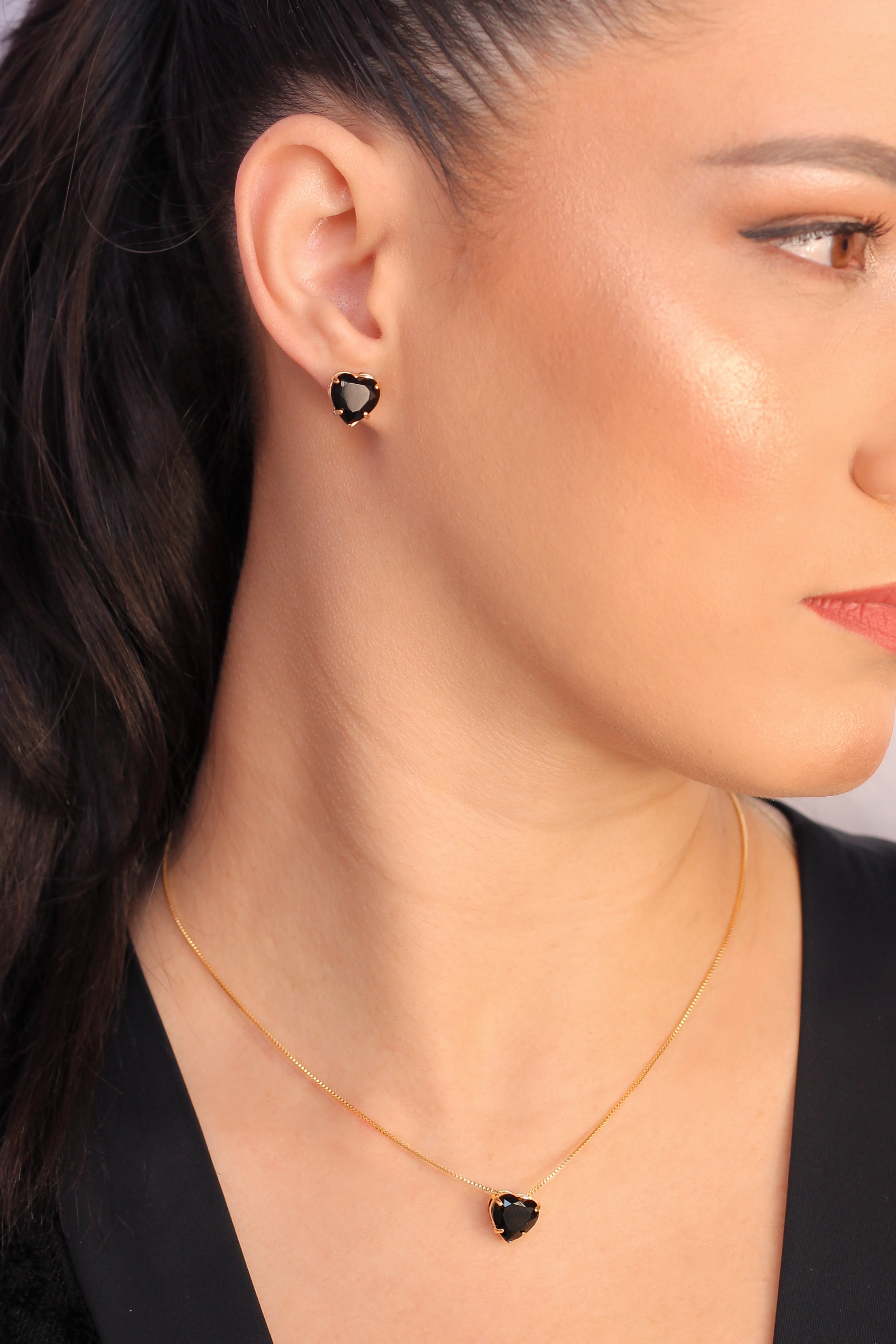 Conjunto Coração Radiante Banhado a Ouro 18k