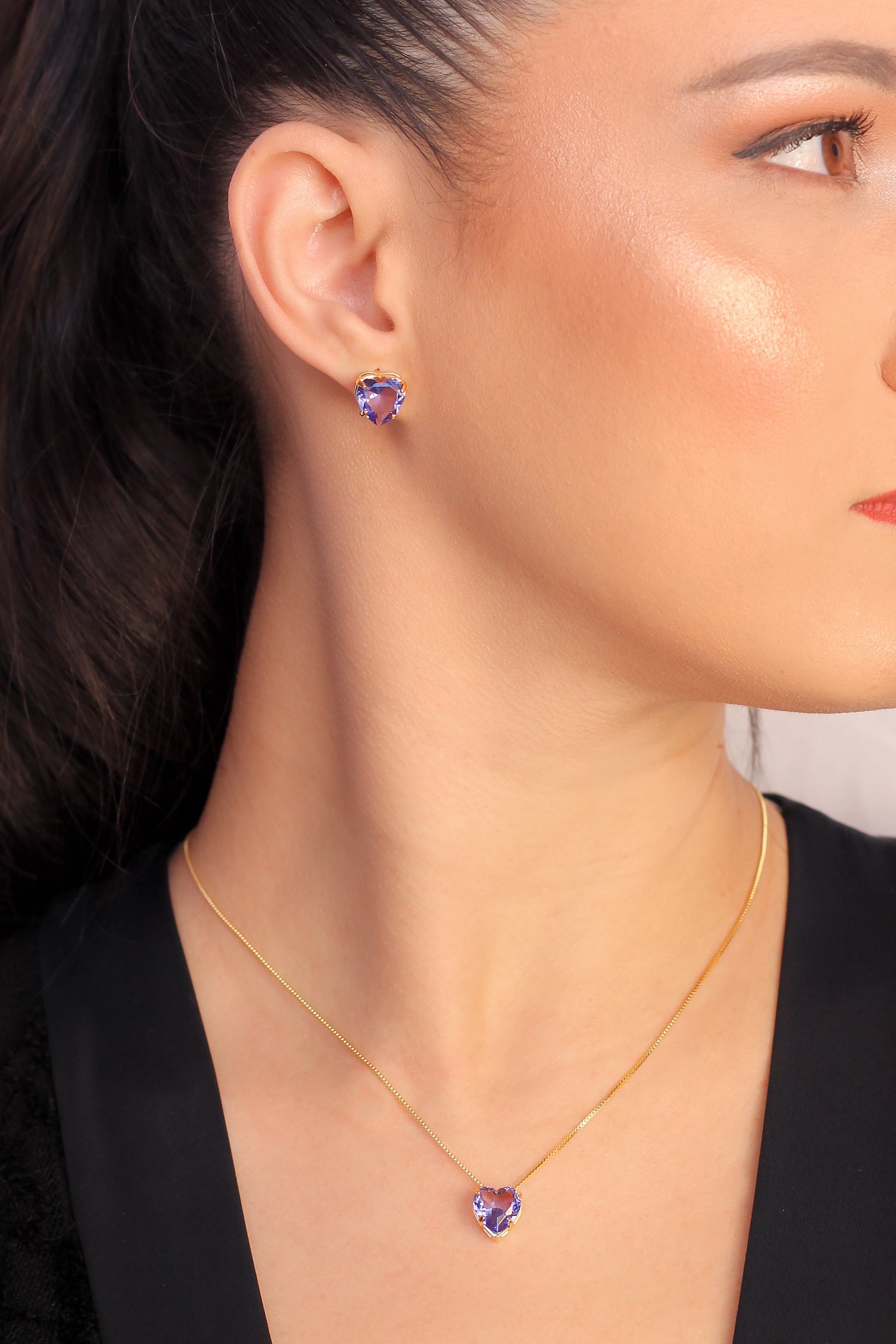 Conjunto Coração Radiante Banhado a Ouro 18k